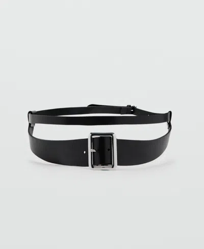 Mango Women's Leather Mixed Belt In Black