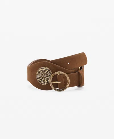 Mango Women's Leather Obi Belt In Brown