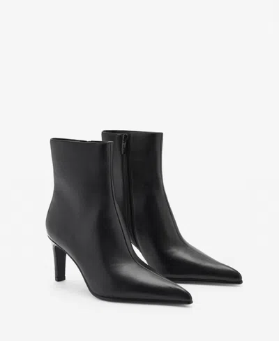 Mango Women's Leather Pointed Ankle Boots In Black
