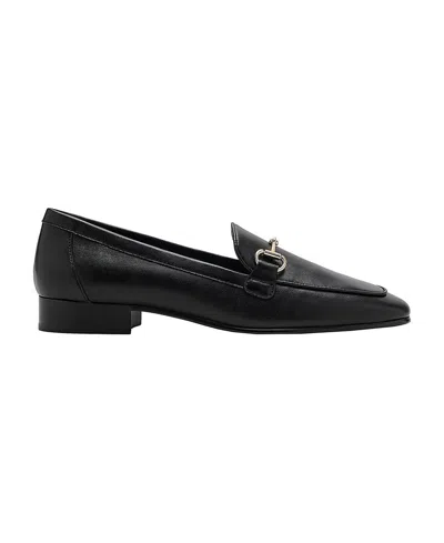 Mango Women's Leather Round-toe Buckle-detail Loafers In Black
