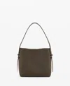 Mango Women's Leather Shopper Bag In Khaki