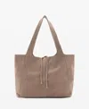 Mango Suede Shopper In Sand