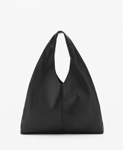 Mango Women's Leather Shoulder Bag In Black