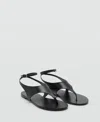 Mango Leather Strap Buckle Detail Sandal In Black