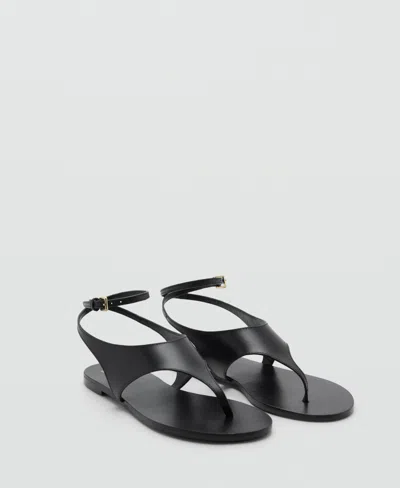 Mango Women's Leather Straps Sandals In Black