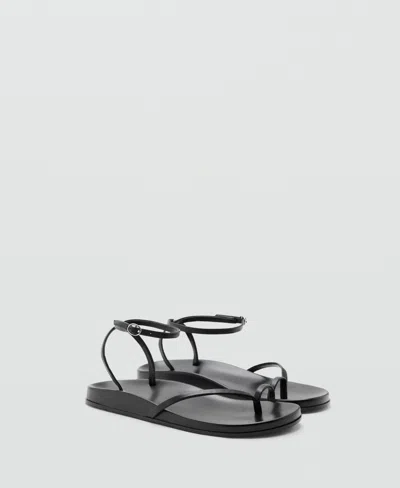 MANGO WOMEN'S LEATHER STRAPS SANDALS