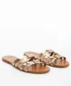 Mango Leather Braided Detail Sandals In Gold
