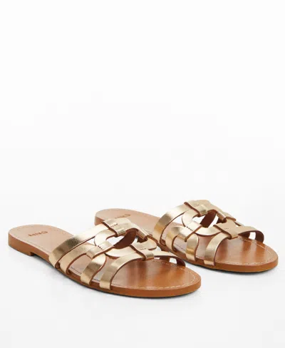 Mango Leather Straps Sandals Gold In Or