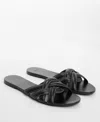 Mango Leather Straps Sandals Black In Medium Bro