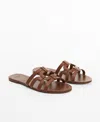 Mango Leather Straps Sandals Leather In Medium Brown