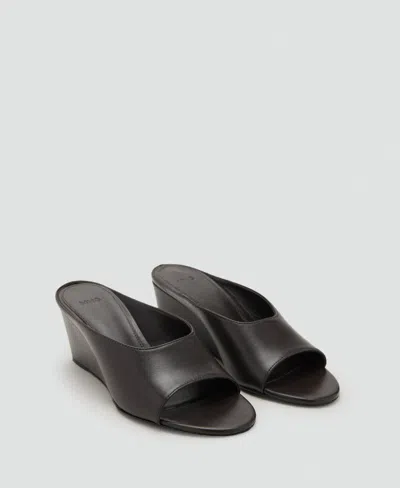 Mango Women's Leather Wedge Sandals In Black