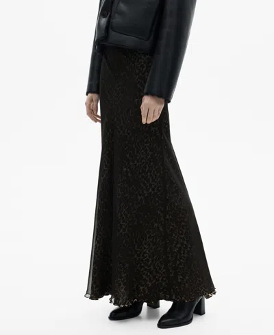 Mango Women's Leopard Flared Skirt In Black
