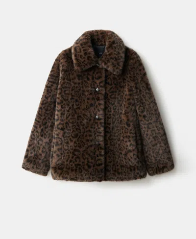 Mango Women's Leopard Fur-effect Coat In Brown
