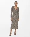 Mango Leopard Gown Ecru In Ecru