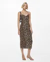 Mango Animal Print Midi Slipdress In Medium Brown
