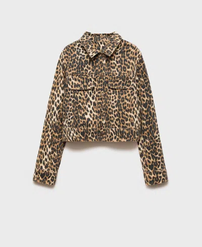 Mango Women's Leopard-print Denim Jacket In Brown