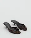 Mango Leopard Kitten Heel Sandal Brown In Brown