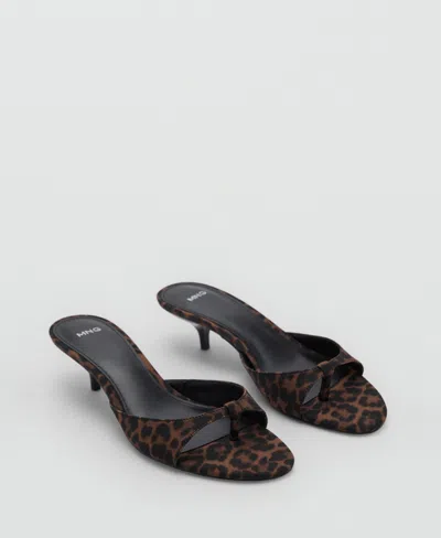MANGO WOMEN'S LEOPARD PRINT KITTEN HEEL SANDALS