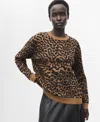 Mango Leopard Crewneck Sweater In Animal Print