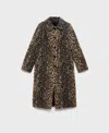 Mango Leopard Metallic Coat In Brown