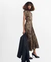 Mango Leopard Print Satin Maxi Dress In Brown