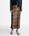 Mango Leopard Print Satin Maxi Skirt In Brown