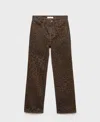 Mango Leopard Print Straight Leg Jeans In Chocolate