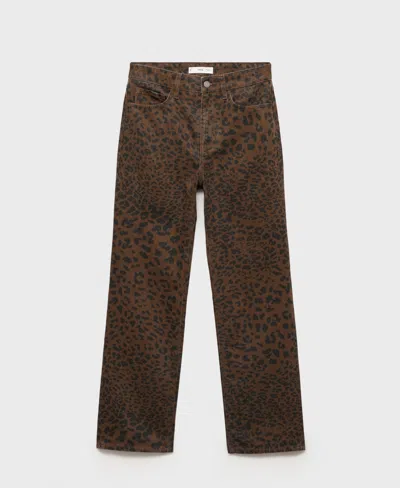 Mango Women's Leopard-print Straight Jeans In Chocolate