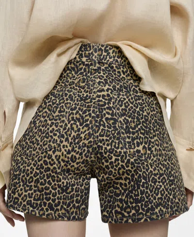 Mango Women's Leopard-print Denim Mini-skirt In Brown