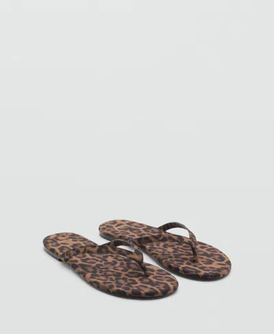 Mango Women's Leopard Print Strap Sandals In Black