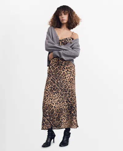 Mango Leopard-print Open-back Dress Brown