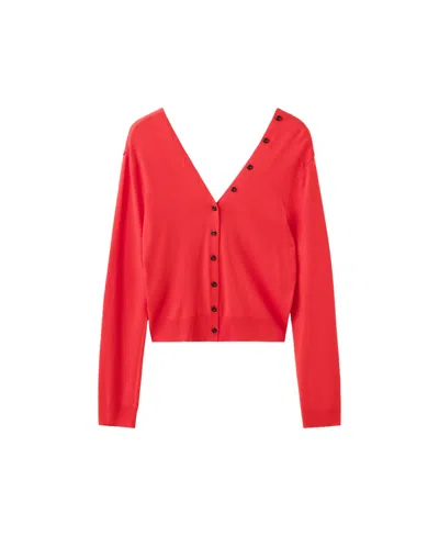 Mango Women's Lightweight Cropped V-neck Cardigan In Red