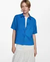 Mango Women's Linen 100% Shirt In Ink Blue
