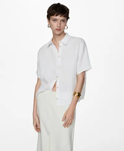 Mango Women's Linen 100% Shirt In White