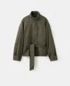 Mango Belted Linen Jacket In Multi