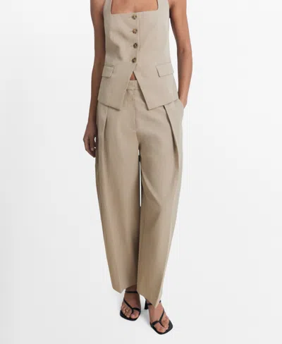 Mango Women's Linen-blend Balloon Pants In Brown