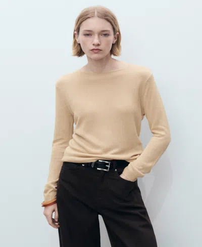 Mango Women's Linen Blend Boat Neck Sweater In Brown