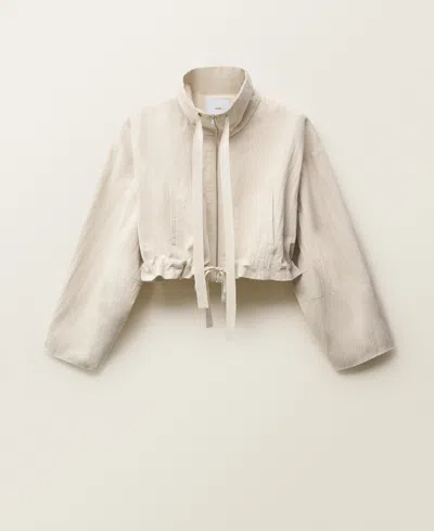 Mango Women's Linen Blend Crop Jacket