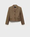 Mango Women's Linen-blend Cropped Jacket In Brown
