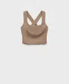 Mango Women's Linen-blend Cross-back Top In Brown