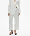 Mango Linen-blend Culotte Suit Trousers White In White