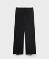 Mango Drawstring Waist Linen Blend Pants In Black