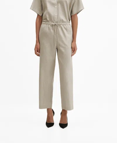 Mango Women's Linen-blend Elastic Waist Trousers In Multi