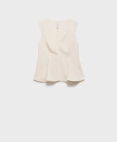 Mango Women's Linen-blend Peplum Top In Neutral