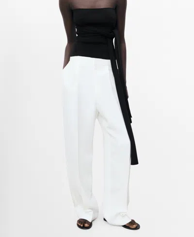 Mango Women's Linen-blend Pleated Pants In White