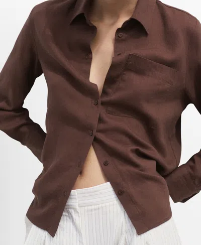 Mango Women's Linen Blend Straight Shirt In Brown
