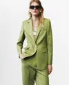Mango Linen-blend Suit Blazer In Green