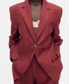 Mango Women's Linen-blend Suit Jacket In Burgundy