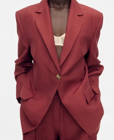 Mango Women's Linen-blend Suit Jacket In Burgundy