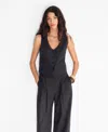 Mango Linen-blend Suit Waistcoat Navy In Black